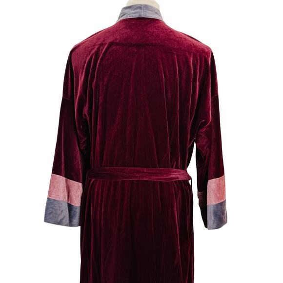 Pierre Cardin Vintage Robe Mens M L Burgundy Gray Lightweight Suave Quiet Luxury - Picture 6 of 7